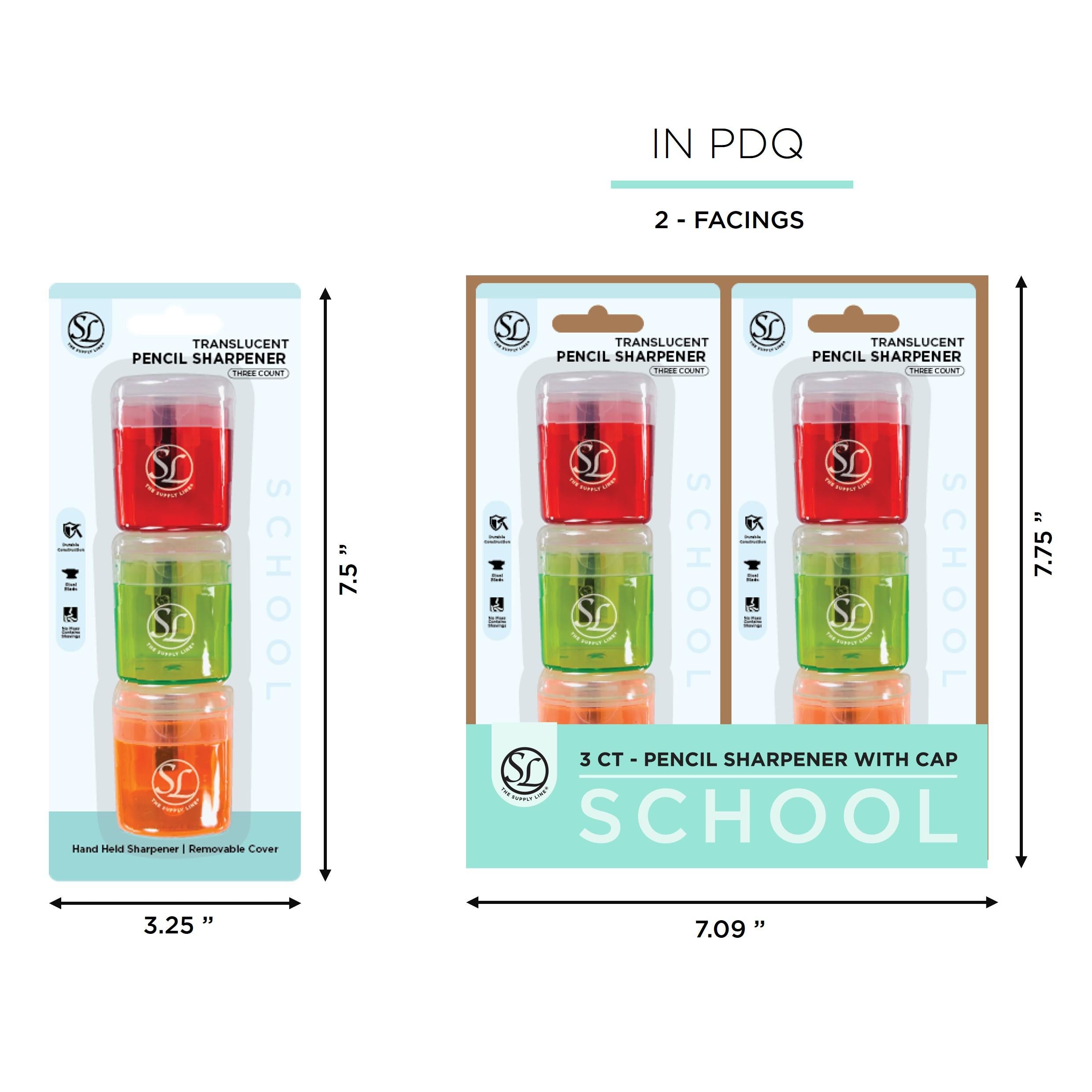 3Piece Pencil Sharpener W Cap