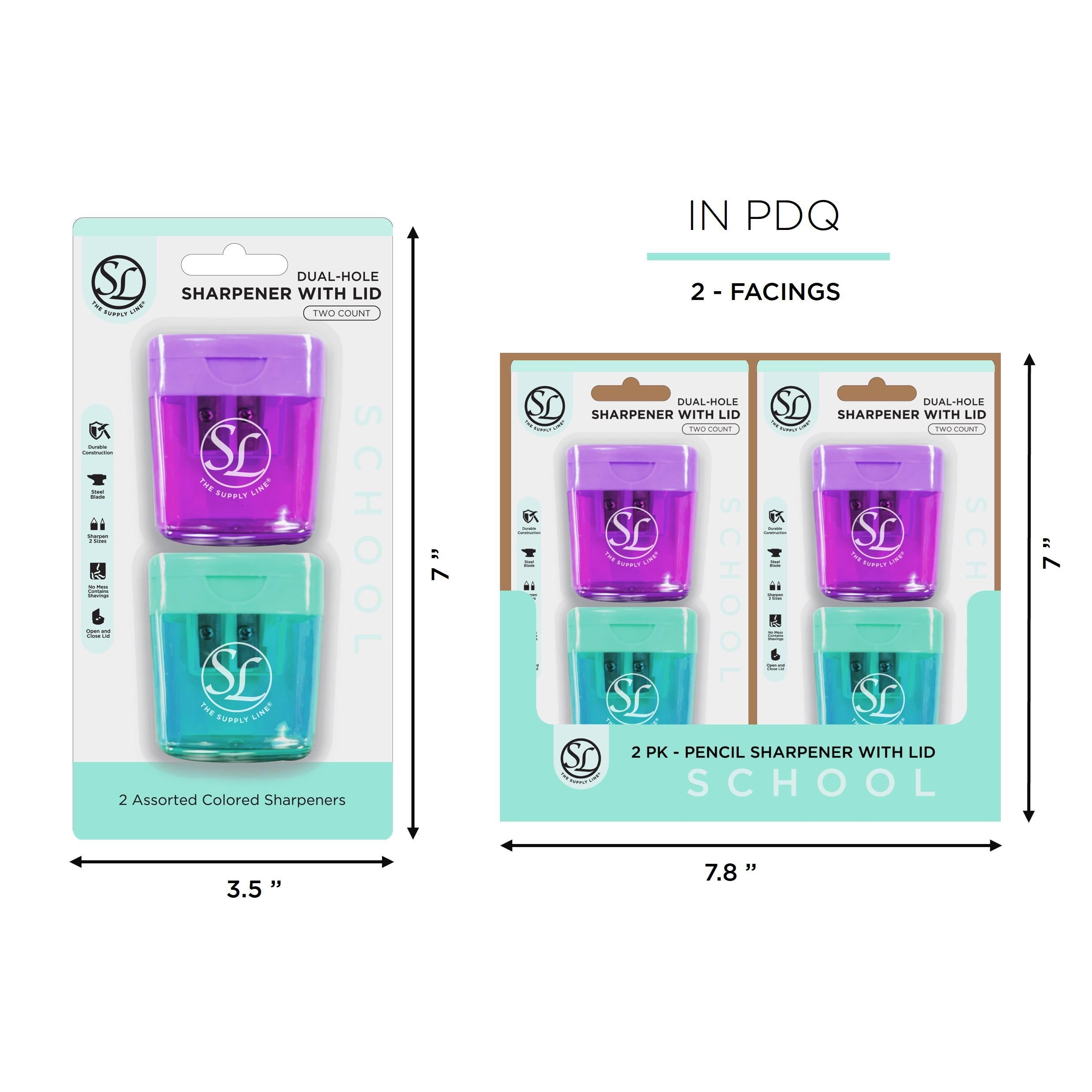 2Ct Pencil Sharpener W / Lid -Asst -