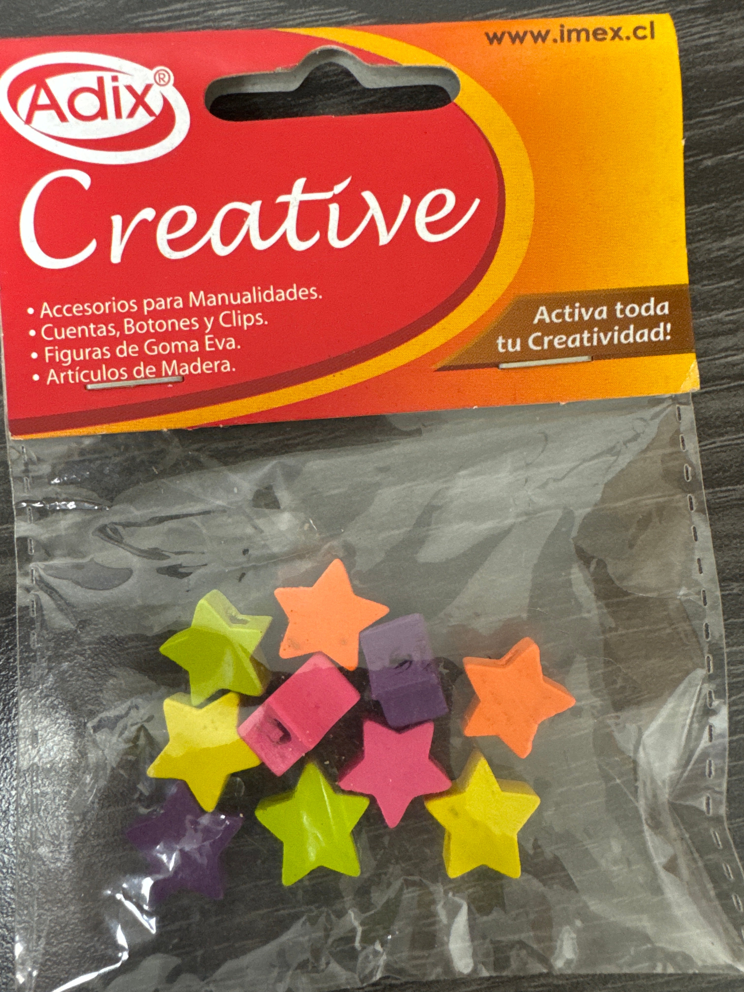 Cuentas de Madera Estrellas pk/10pz. CREATIVE