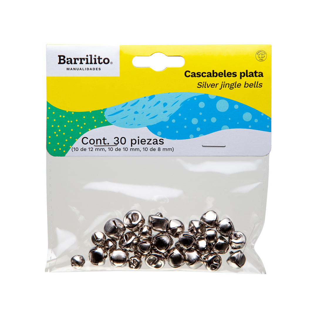 Cascabeles plata bolsa c/30pz,ctn/72pk