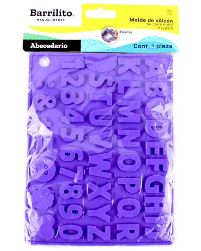 Molde Flexible de Silicone Letras Colores Verde,Naranja,Morado y Azul