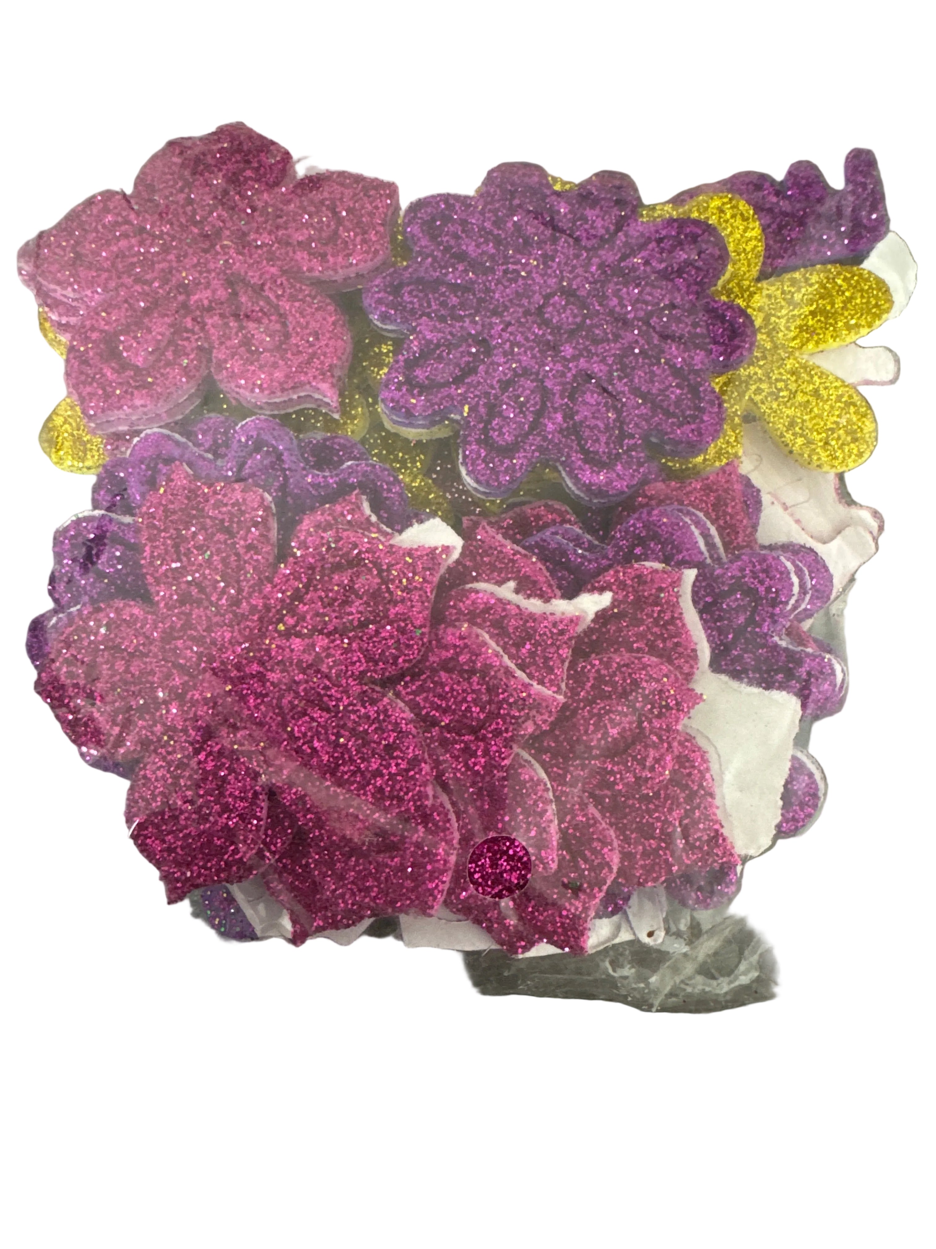 Flores de Goma Eva adhesivas con glitter pk/50pz. CREATIVE
