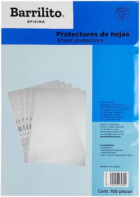 Protectores de hojas legal., B/100hojas,ctn/20B
