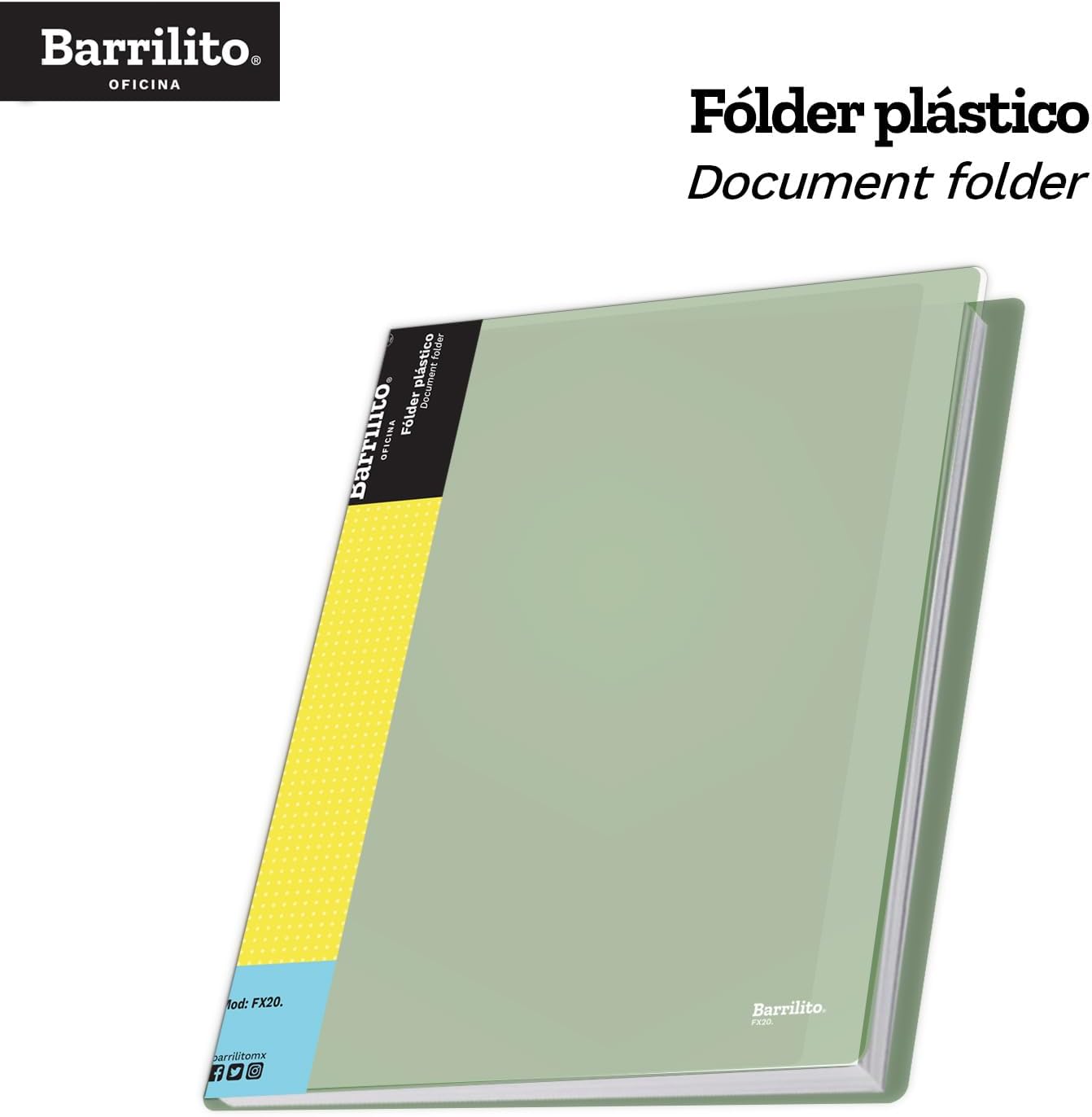 Folder Plastico Carta con 20 separadores de hoja colores surtidos pk/12pz.