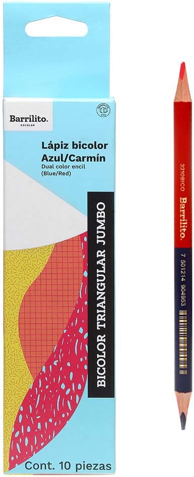 Lapiz bicolor jumbo azul-carmin pk/10pz.,ctn/6pk