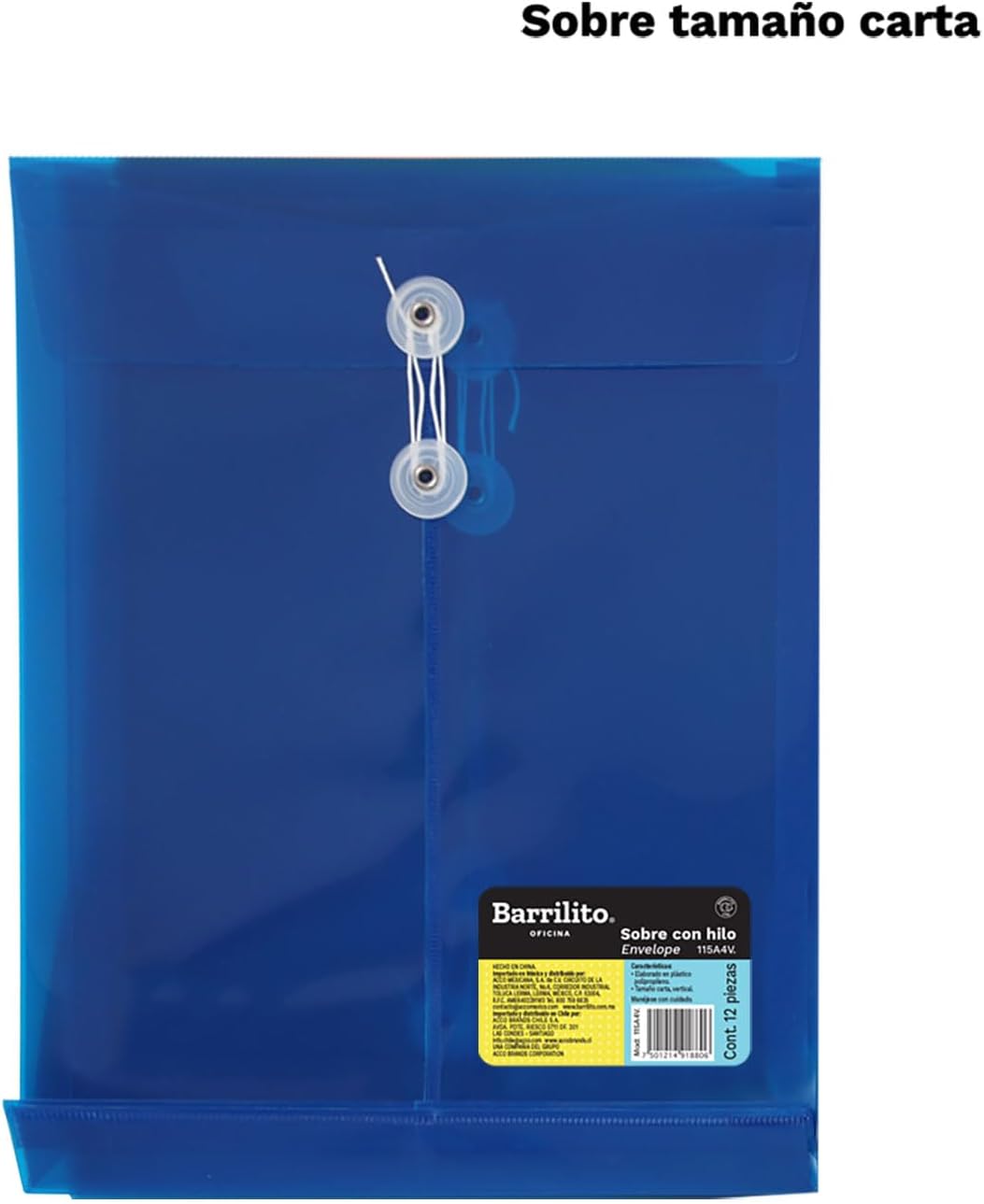 Sobre plastico con hilo tamaño carta vertical ctn/96pzs bolsa/12pzs (precio por bolsa)