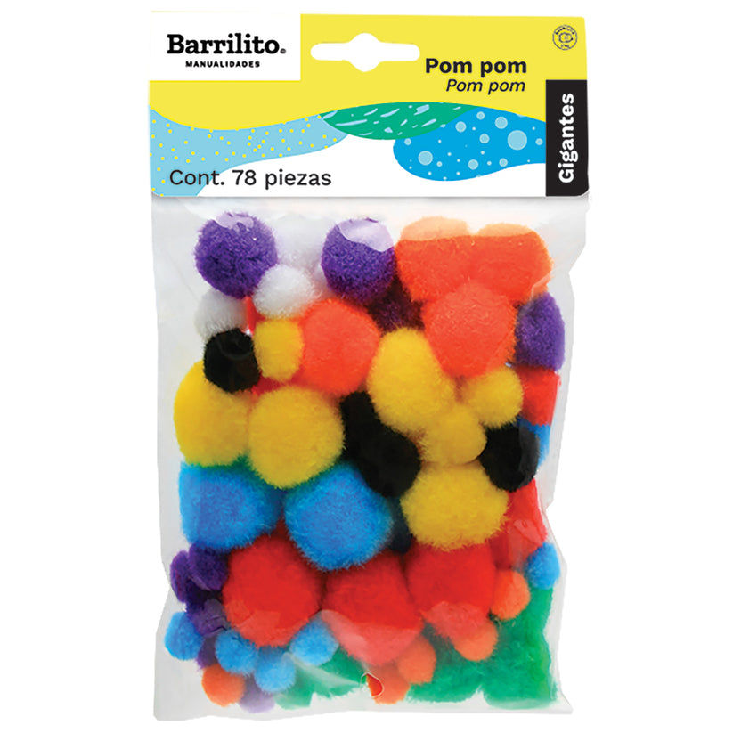 POM POM Colores surtidos medianos pk/78pz.,ctn/72pk