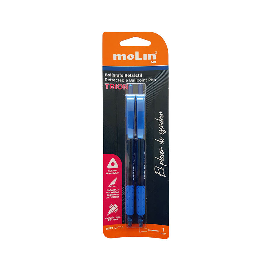 Blister  2 bolígrafos retráctiles 1mm  Surtidos