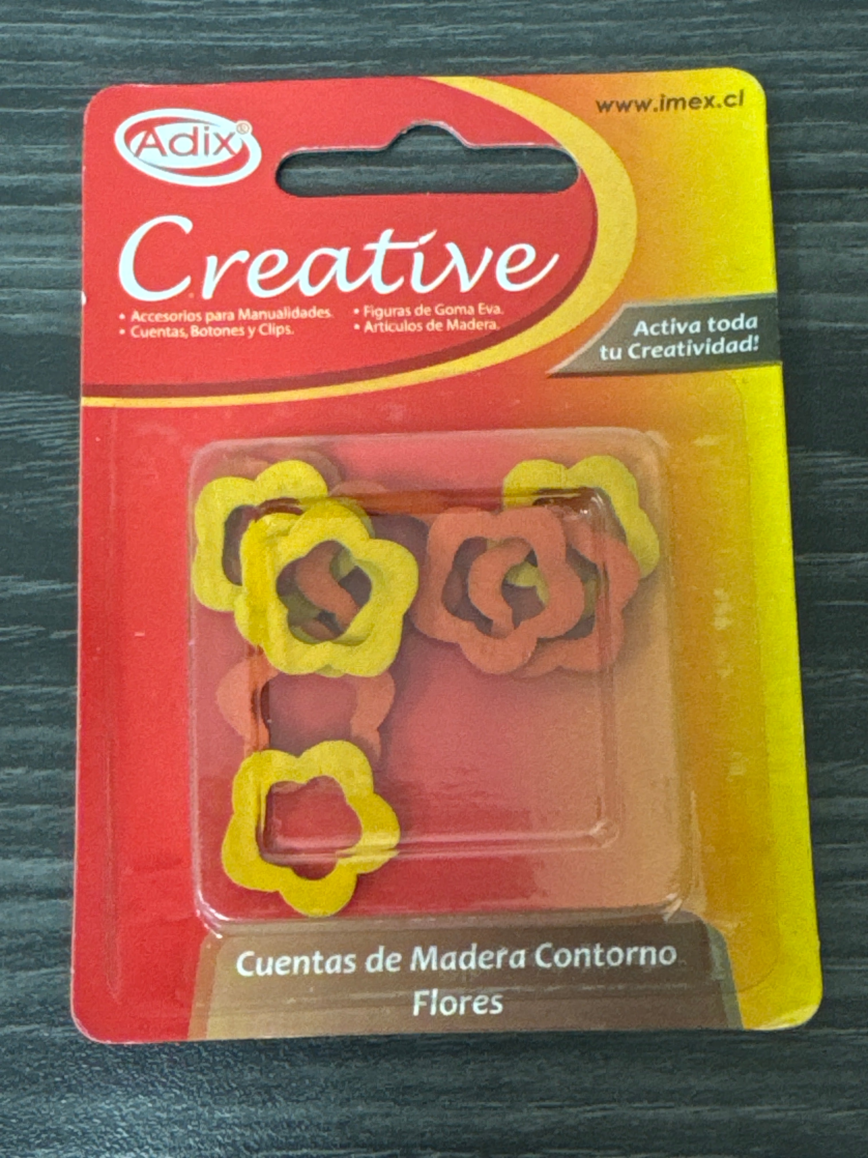 Cuentas de Madera Contorno Flores pk/10u (05) CREATIVE