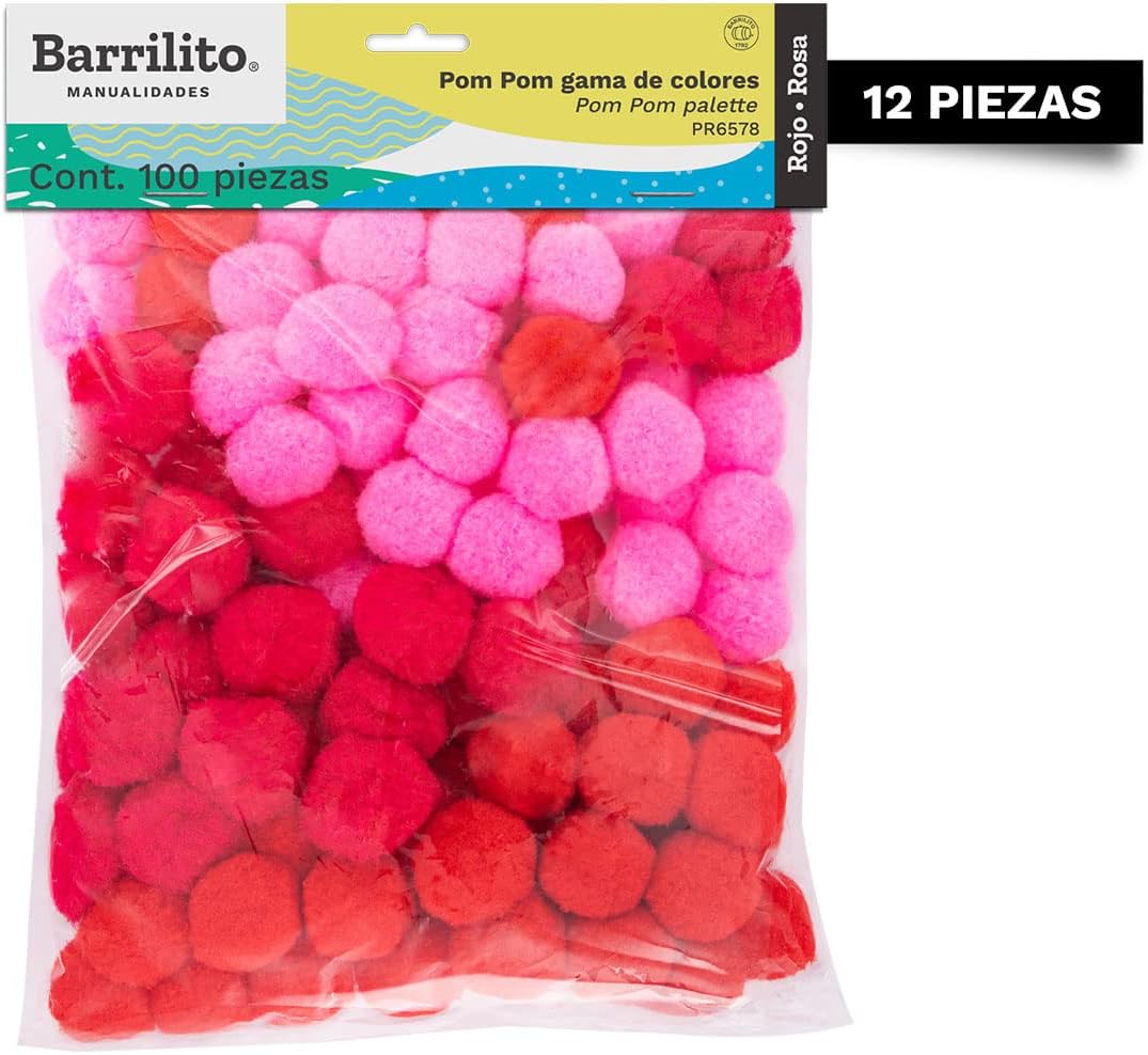 Pom Pom Gama de Colores Rojo-Rosa pk/100u.