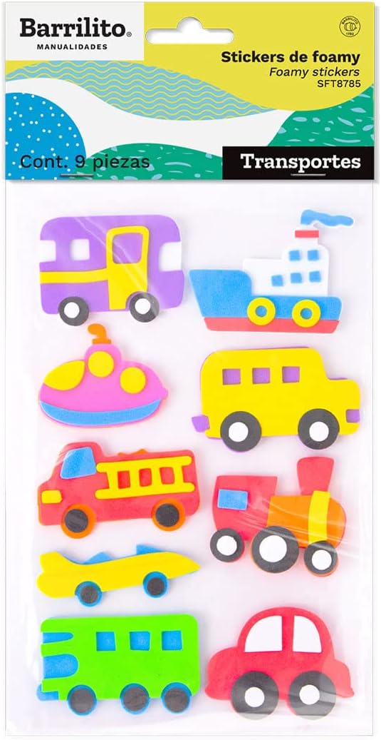 Stickers de Foamy. Transportes 9pz.