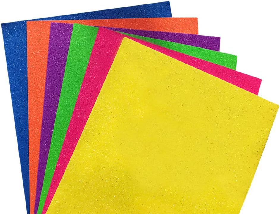Foamy Carta con Diamantina Fluorescente Mixto 6 colores,pk/10hojas/ctn/12pk