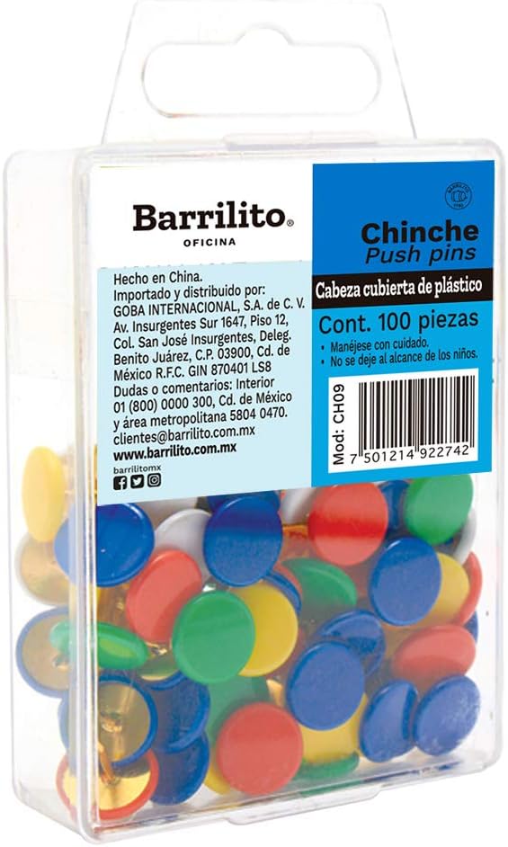 Push pin  (chinches) caja/100pzs ctn/24cajas