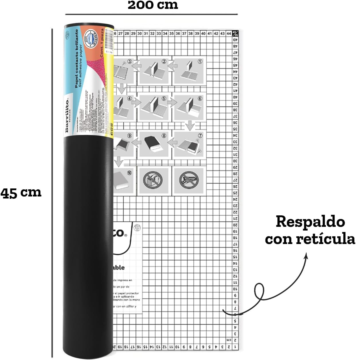 Contact Paper 0.45x20m.,color negro