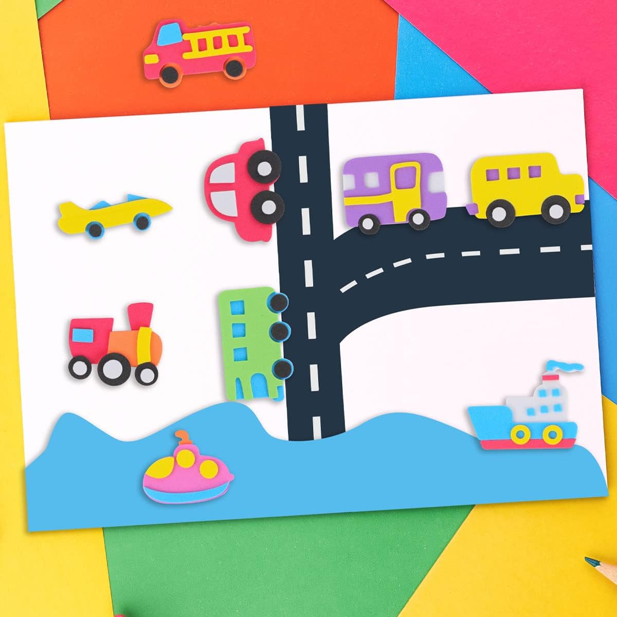 Stickers de Foamy. Transportes 9pz.