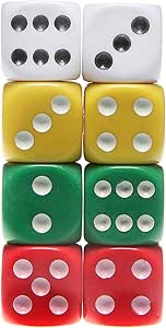 Dados Plasticos  14mm, pk/8dados,caja/24pk