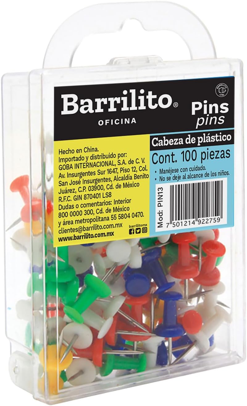 Push Pins pk/100pz.colores surtidos,ctn/24pk