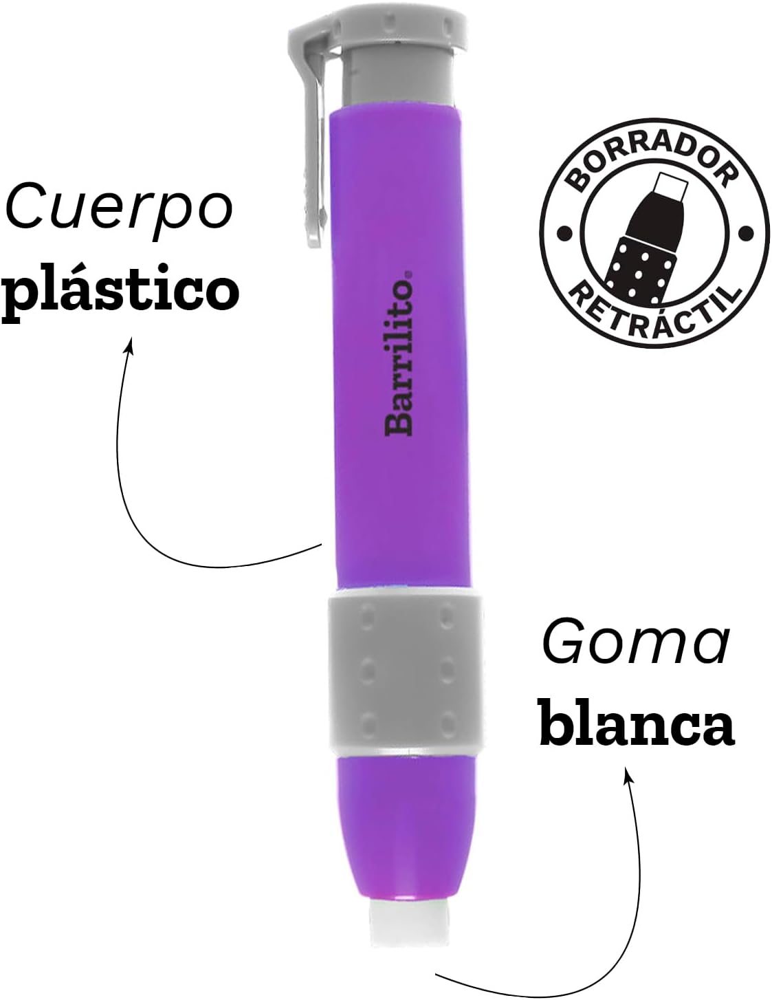 Goma de borrar tipo pluma,. colores surtidos