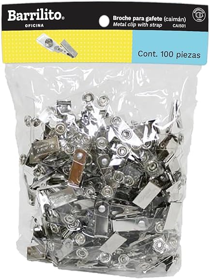 Broche para Gafete caiman metalico pk/100pz.