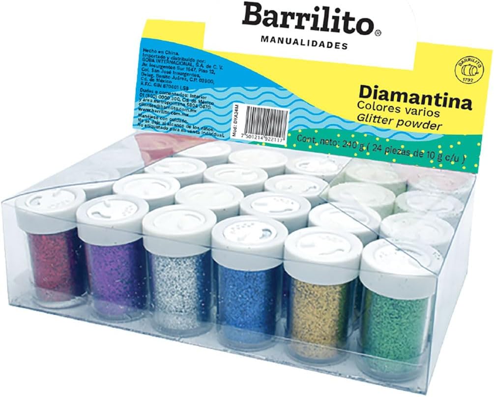 Diamantina 10g. 5 colores surtidos dp/24pz.