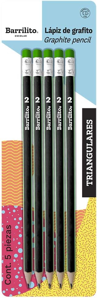 Lapiz Negro de Grafito Hb Triangular pk/5pz B/P ctn/240