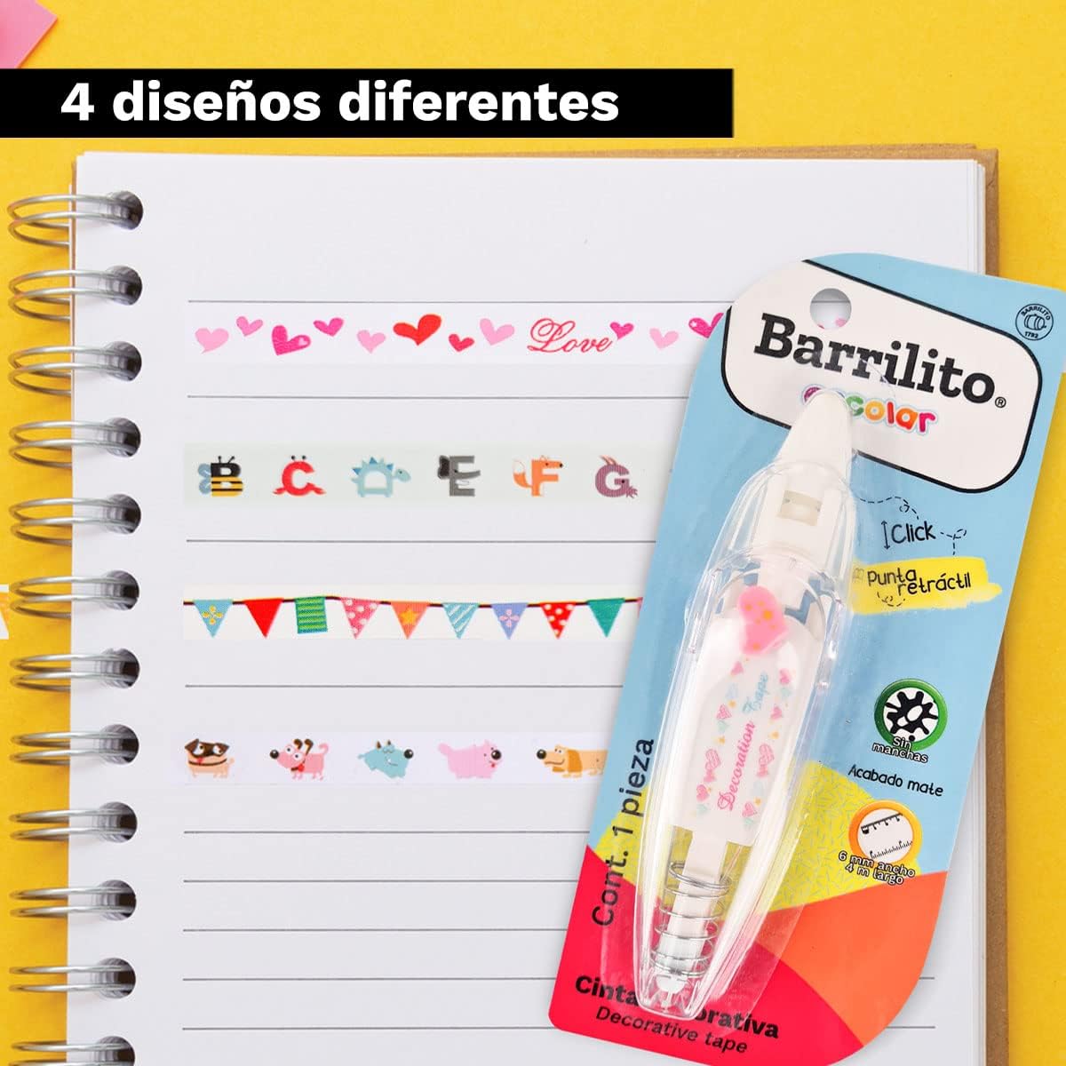 Cinta Decorativa Mixta de Figuras 4 Estampados