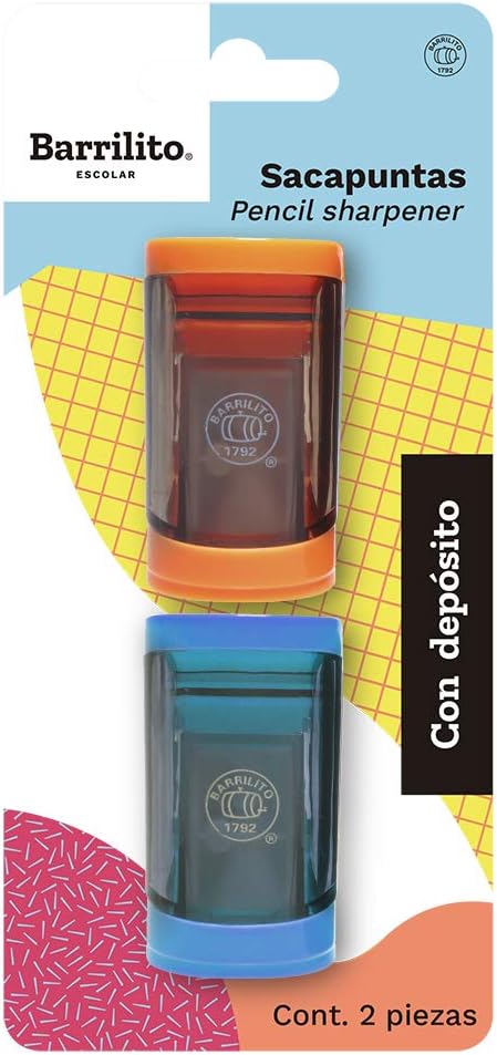 Sacapuntas Plastico con Deposito pk/2pz. b/p
