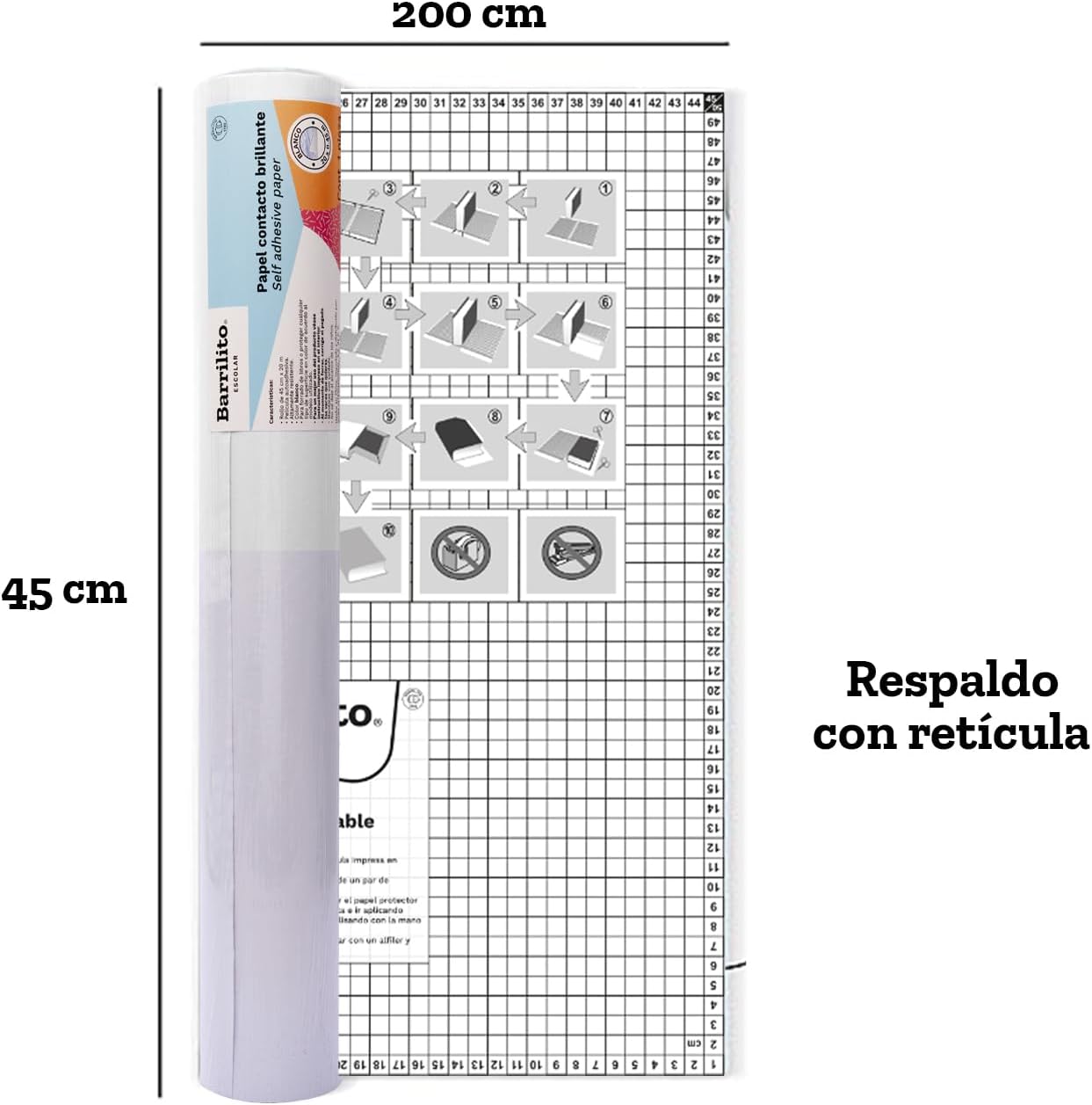 Contact Paper 0.45x20m.,color Blanco,ctn/12rollos