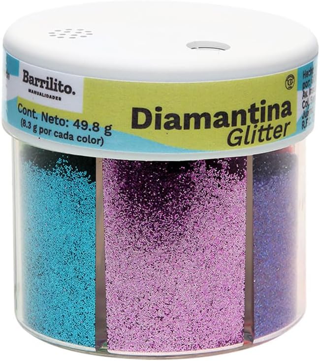 Escarcha en pote 6 colores con, aplicador ctn/72pz.,precio por unidad