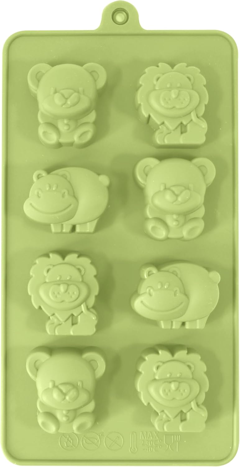 Molde Flexible de Silicone Animales Colores Verde,Naranja,Morado y Azul