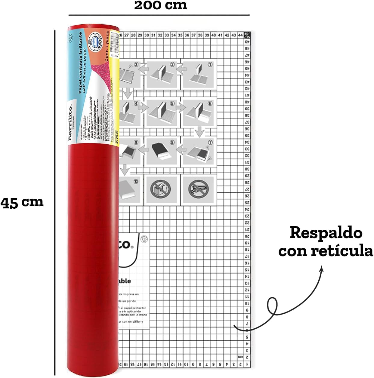 Contact Paper 0.45x20m.,color Rojo,ctn/12rollos