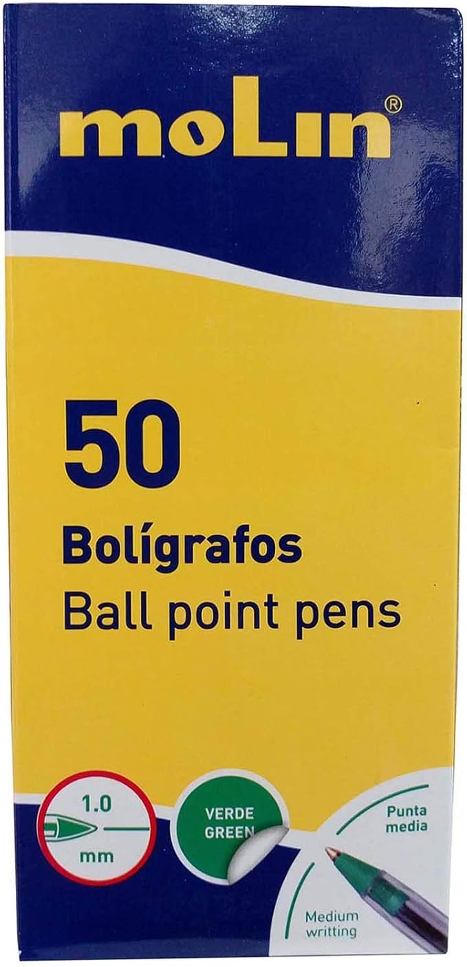 Boligrafo cristal verde, caja de 50. Ctn/20