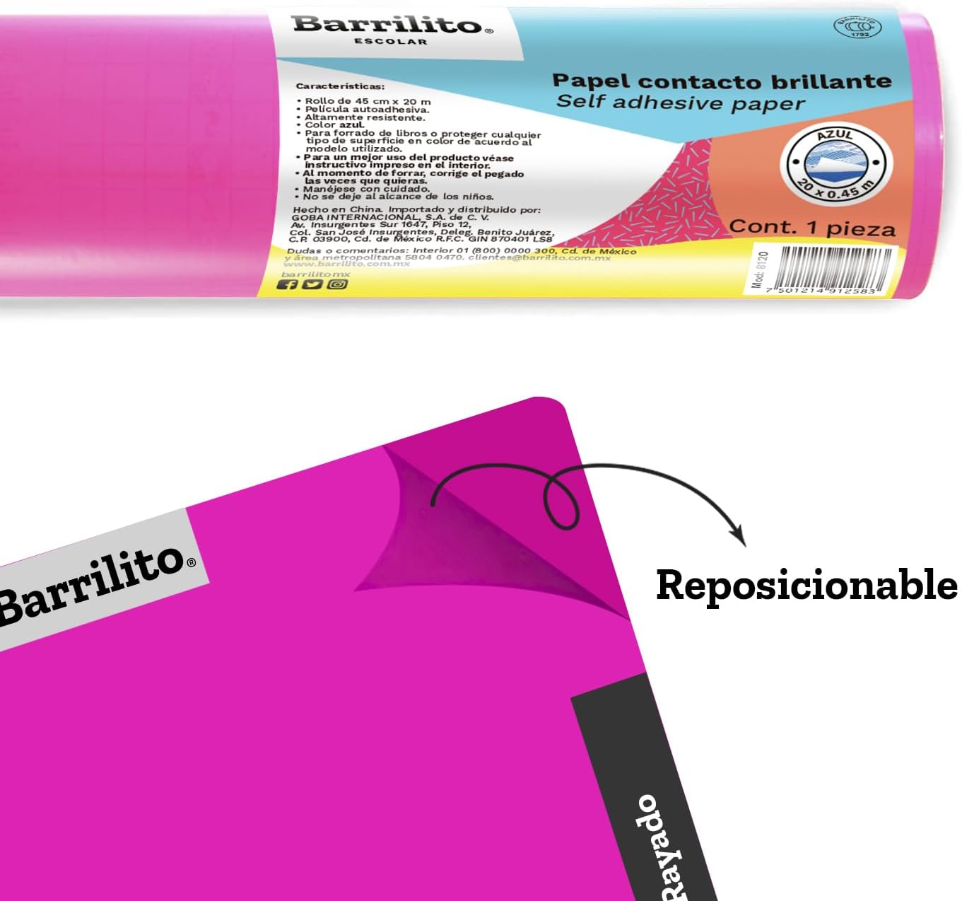 Contac Paper Rosa 0.45x20M,ctn/12rollos