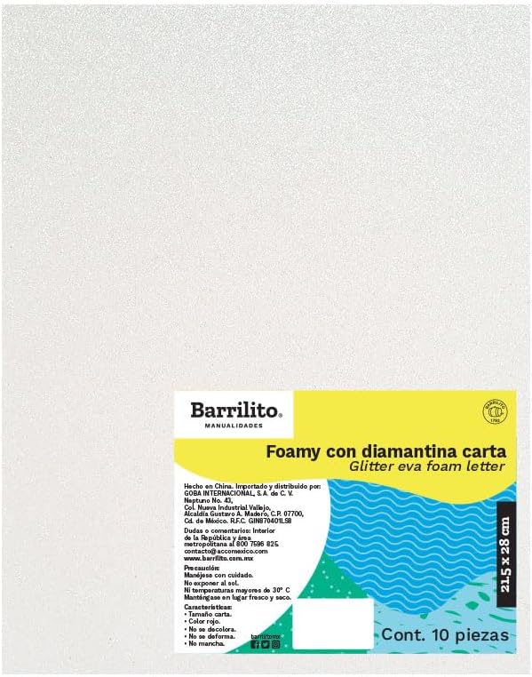 Foamy Carta con Diamantina Iridiscente Blanco,pk/10hojas,ctn/12pk