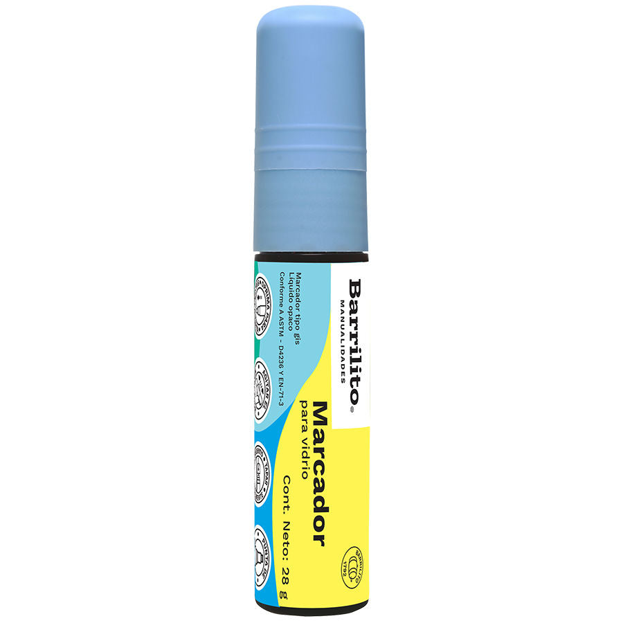 Marcadores para vidrio color azul neon de 28g.,pk/10pz.,ctn/25pk