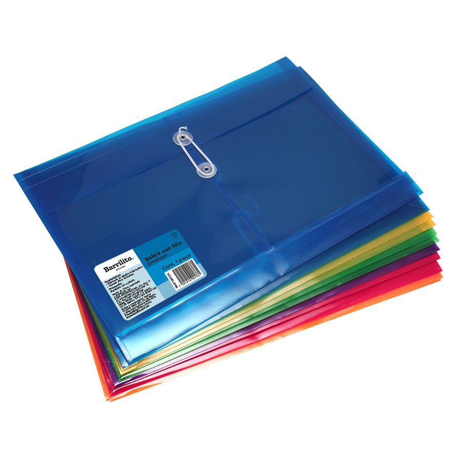Sobre plastico con hilo tamaño oficio horizontal ctn/96pzs bolsa/12pzs (precio por bolsa)
