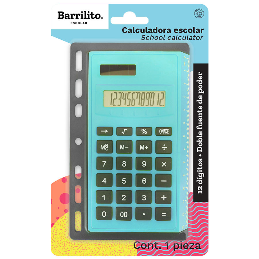 Calculadora escolar 12 digitos,ctn/24pz.