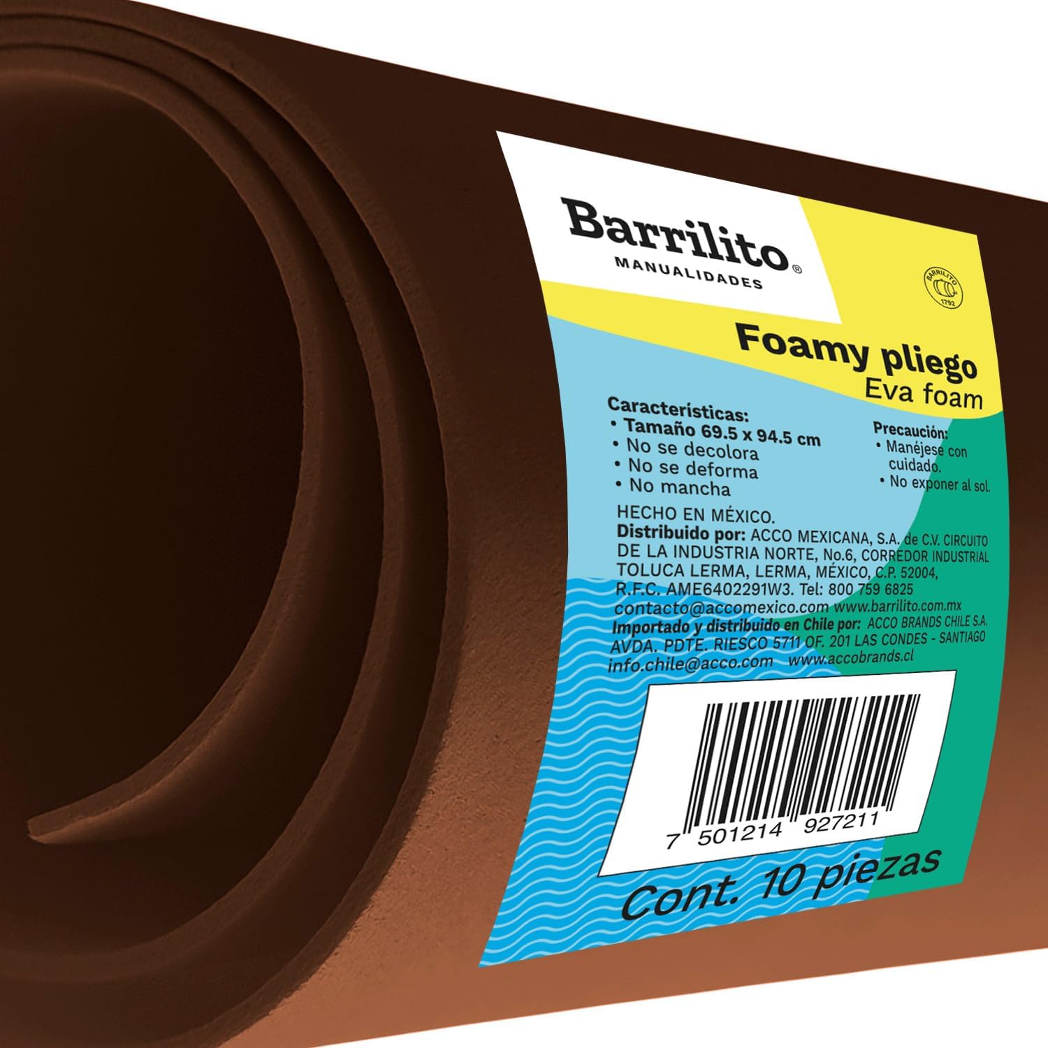 Foamy tamaño pliego (27 1/2 x 37 1/2) color cafe pk/10pz.,ctn/5pk