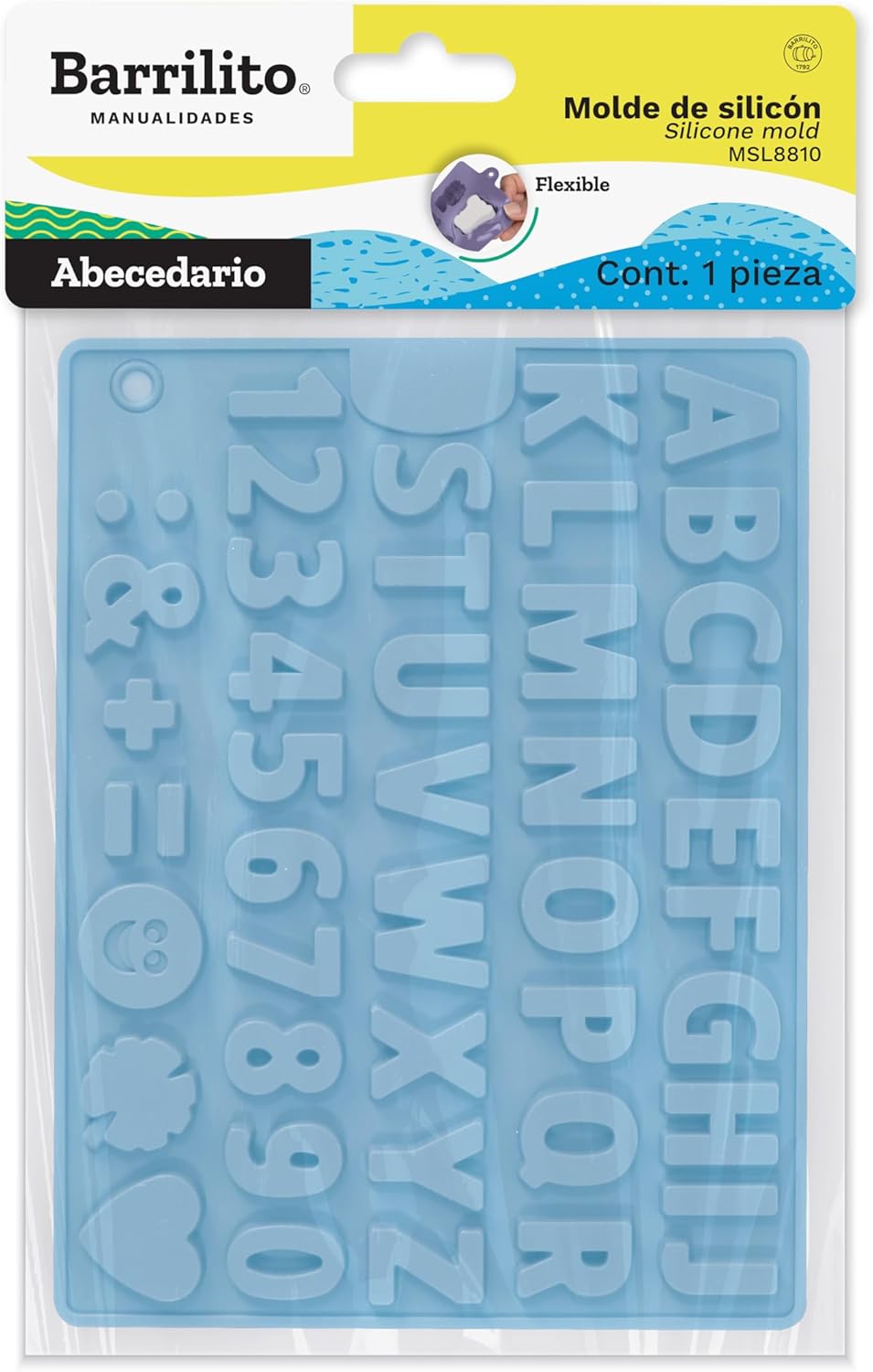 Molde Flexible de Silicone Letras Colores Verde,Naranja,Morado y Azul