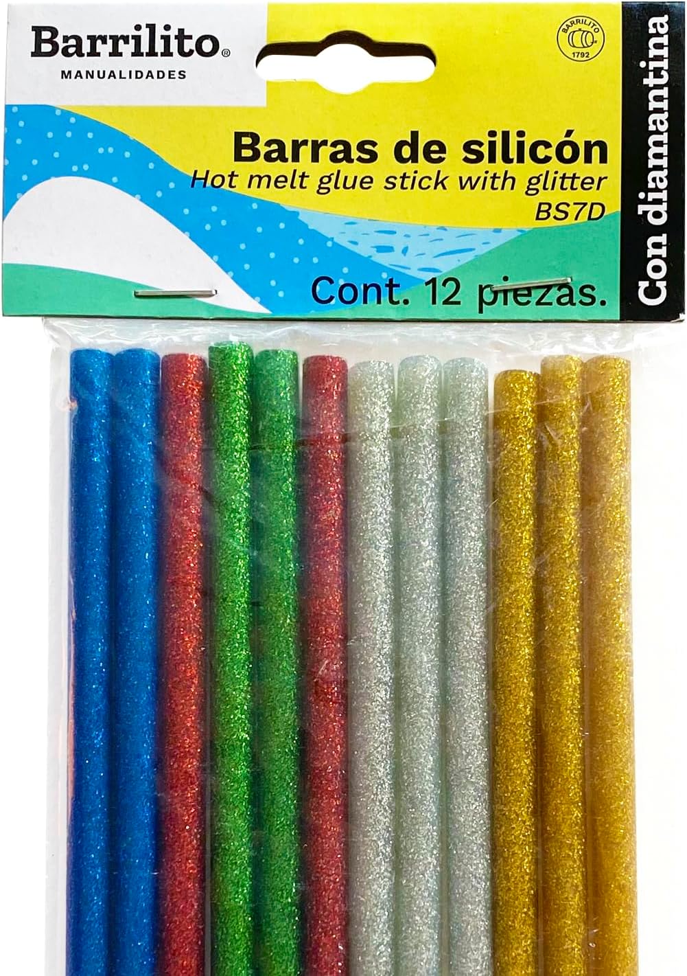 Barras de Silicon 7mm con diamantina pk/12pz
