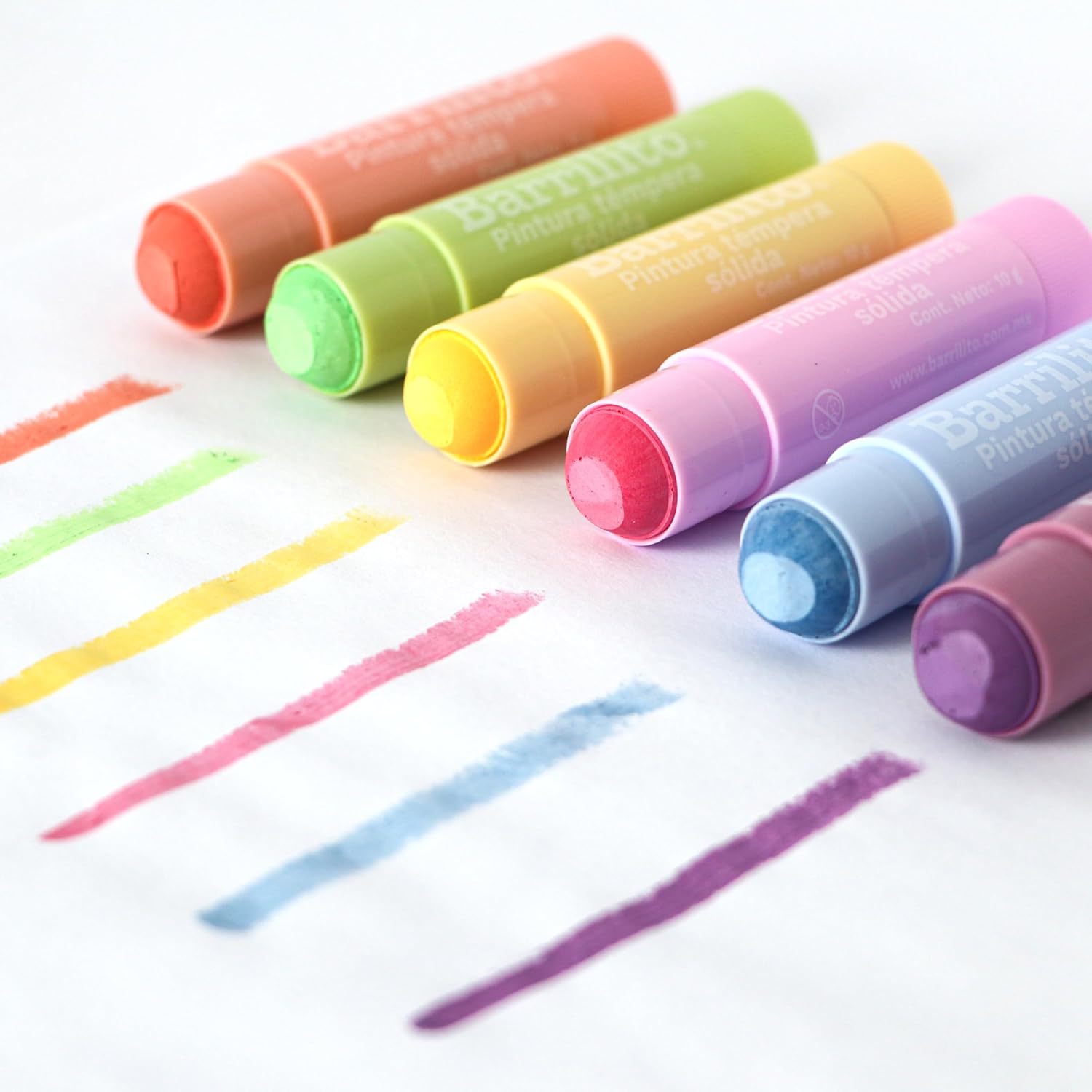 Pintura Tempera Solida  0.35oz.Colores Paste Amarillo,Azul,Coral,Lila,Rosa y Verde pk/6pz.B/P