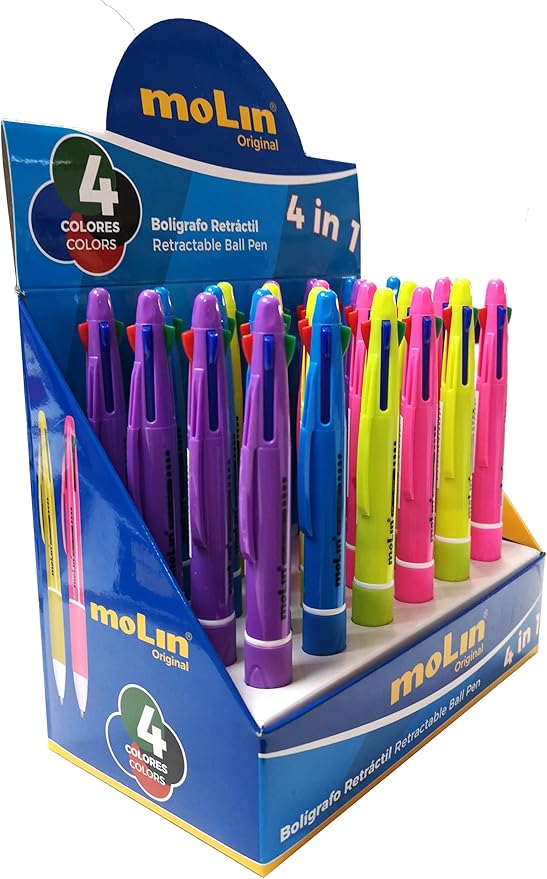 Bolígrafo 4 colores en 1, display de 24