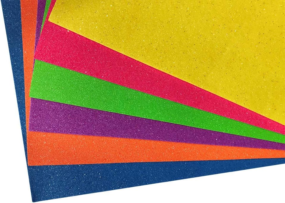 Foamy Carta con Diamantina Fluorescente Mixto 6 colores,pk/10hojas/ctn/12pk