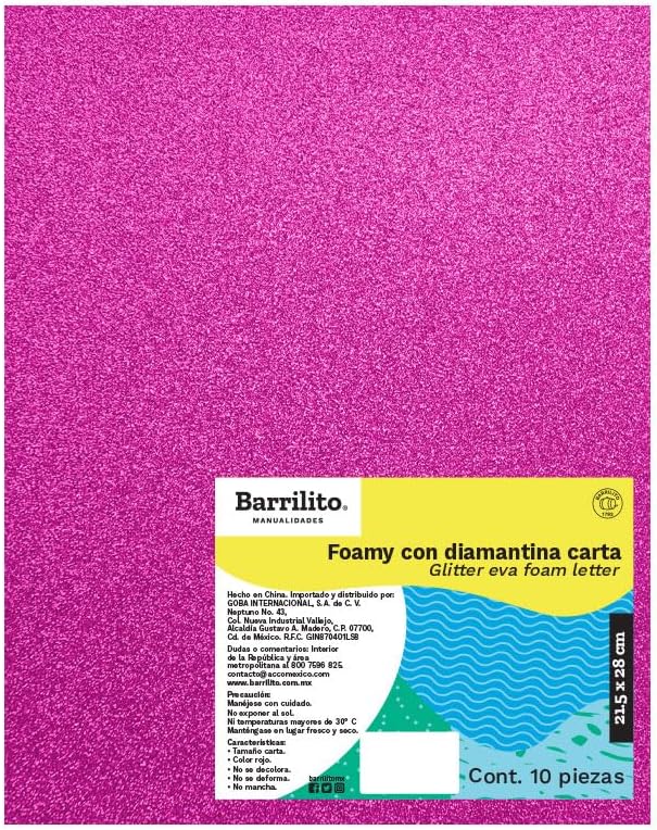 Foamy Diamantina color fusha,pk/10hojas,ctn/12pk