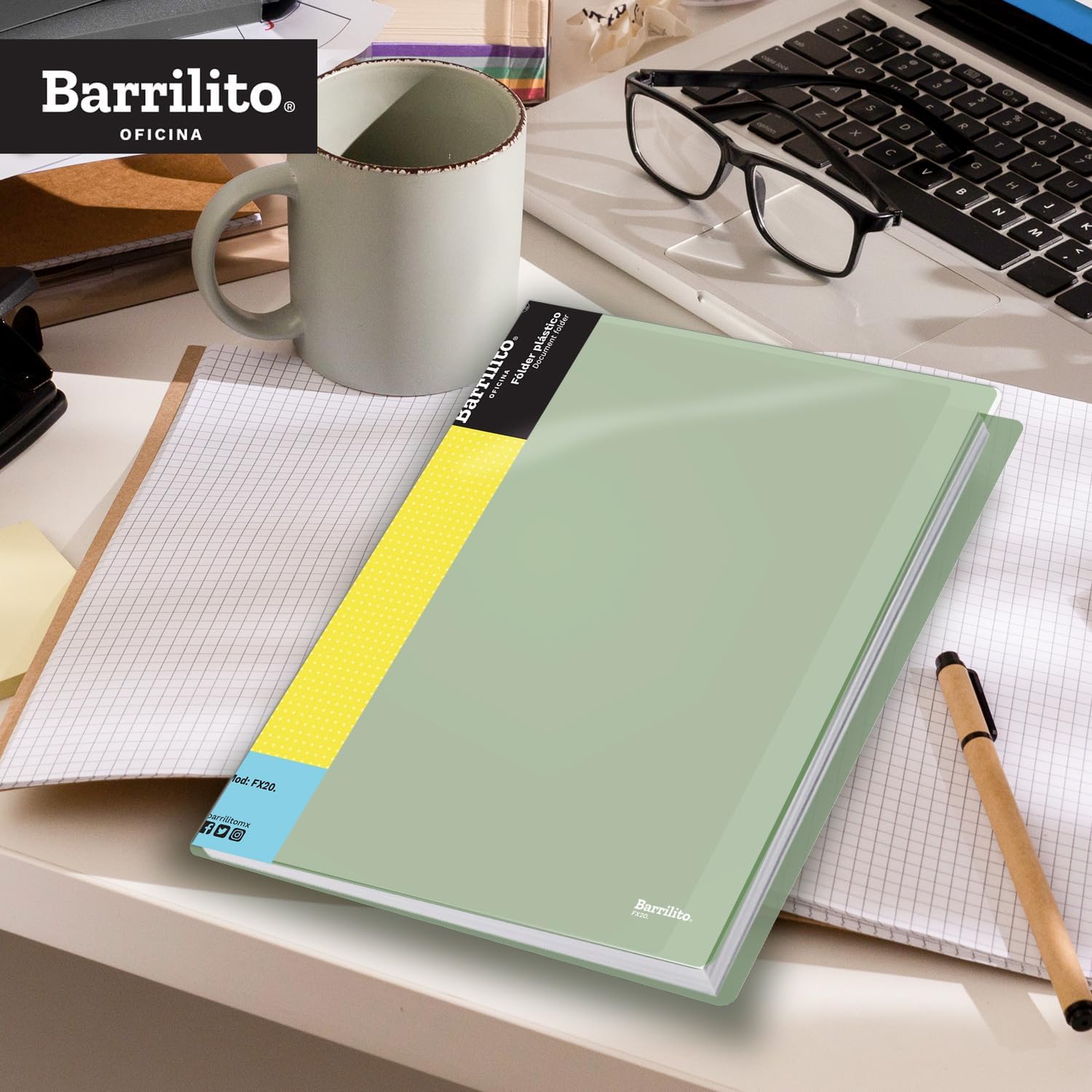 Folder Plastico Carta con 20 separadores de hoja colores surtidos pk/12pz.