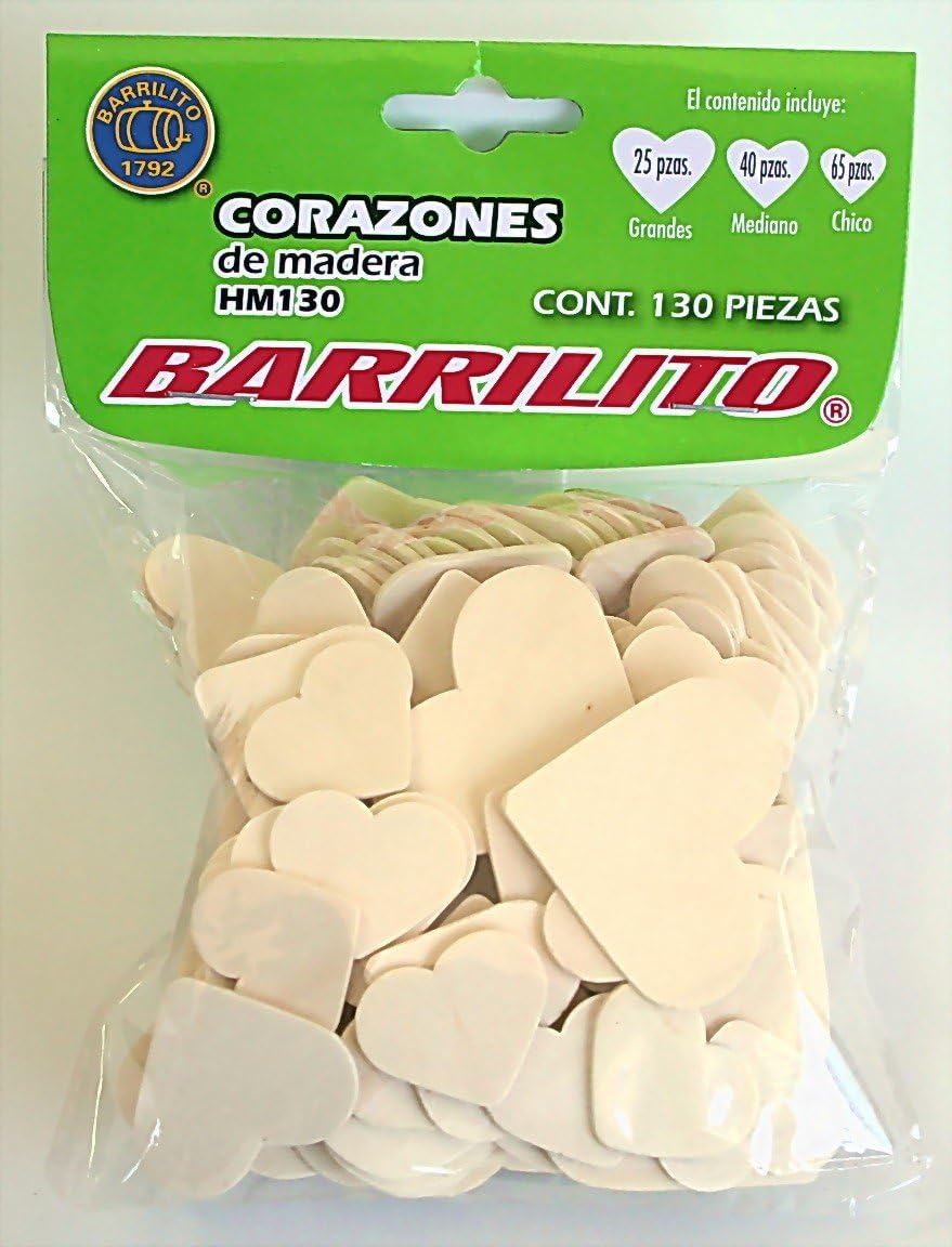 Corazones de Madera pk/130pz 3 tamaños diferentes