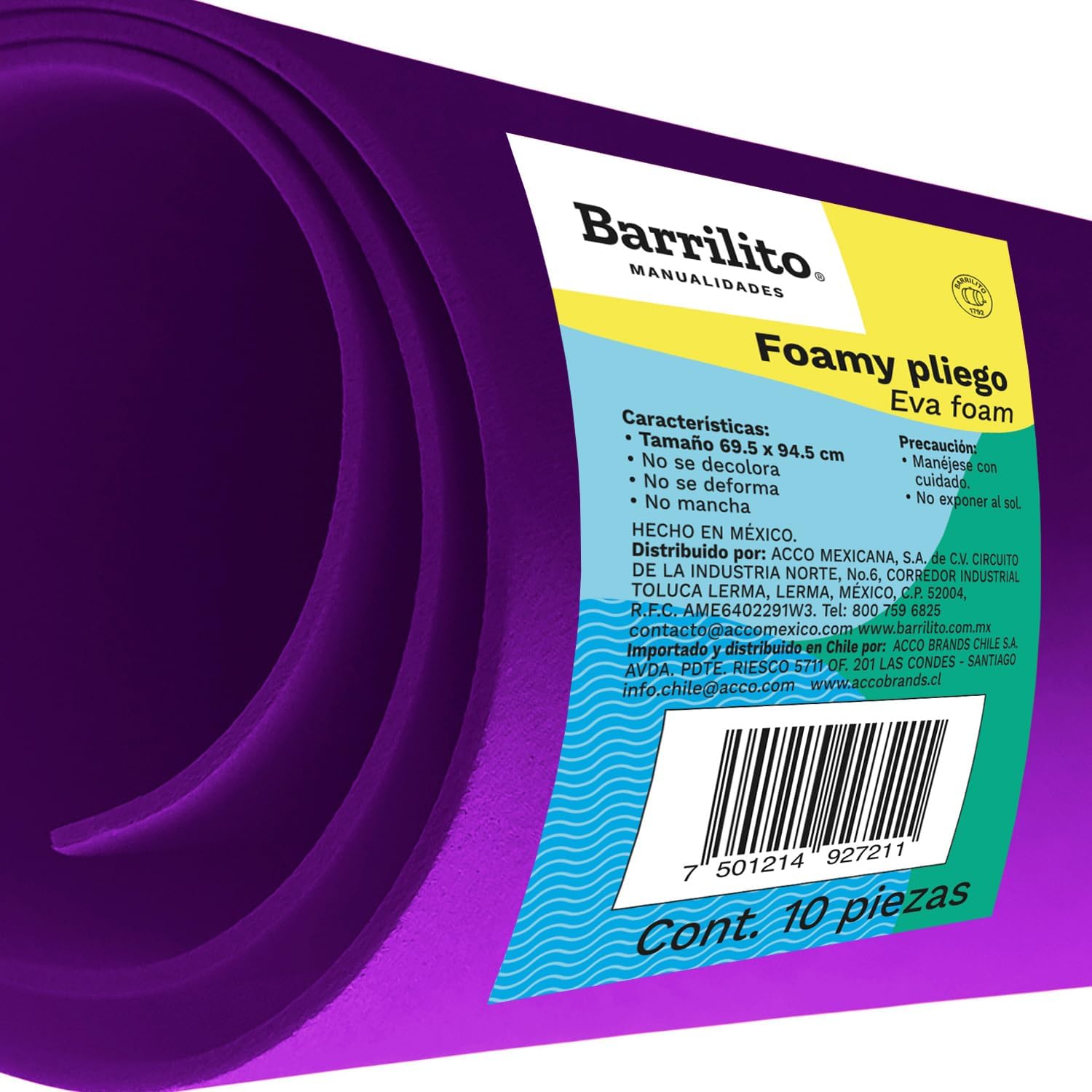 Foamy Tamaño Pliego (24 1/2 X 37 1/2) color morado,pk/10hojas.ctn/5pk