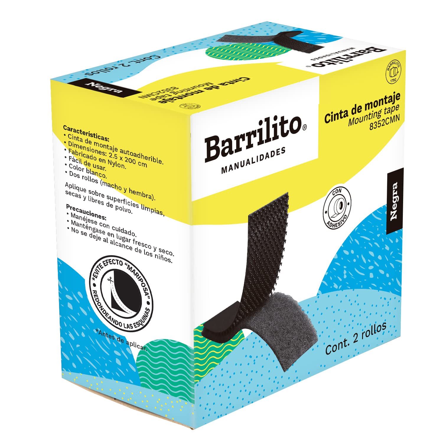 Cinta de Montaje (Velcro) Negra 2.5cm x 200cm (1" x  78") pk/1pz