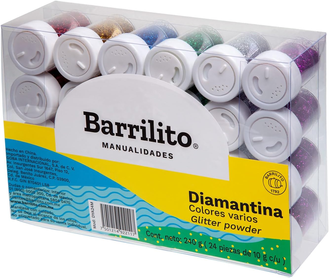 Diamantina 10g. 5 colores surtidos dp/24pz.