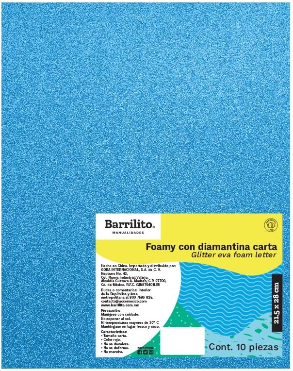 Foamy Carta con Diamantina Iridiscente  Azul,pk/10hojas,ctn/12pk